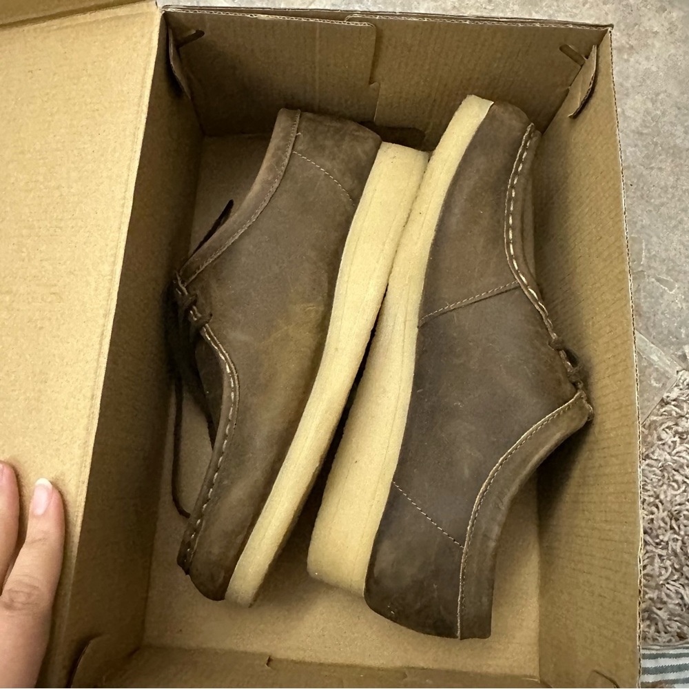 Clarks Brown Leather Ankle Booties with Cream Sole